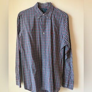 Ralph Lauren Men's Blue and Red Plaid Shirt